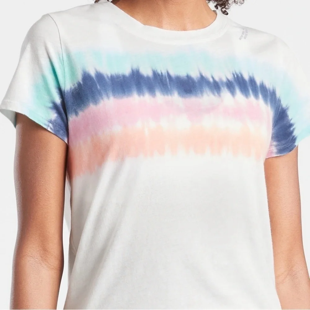 Athleta Tie Dye Stripe Pride Short Sleeve T-Shirt Size L - Picture 2 of 10